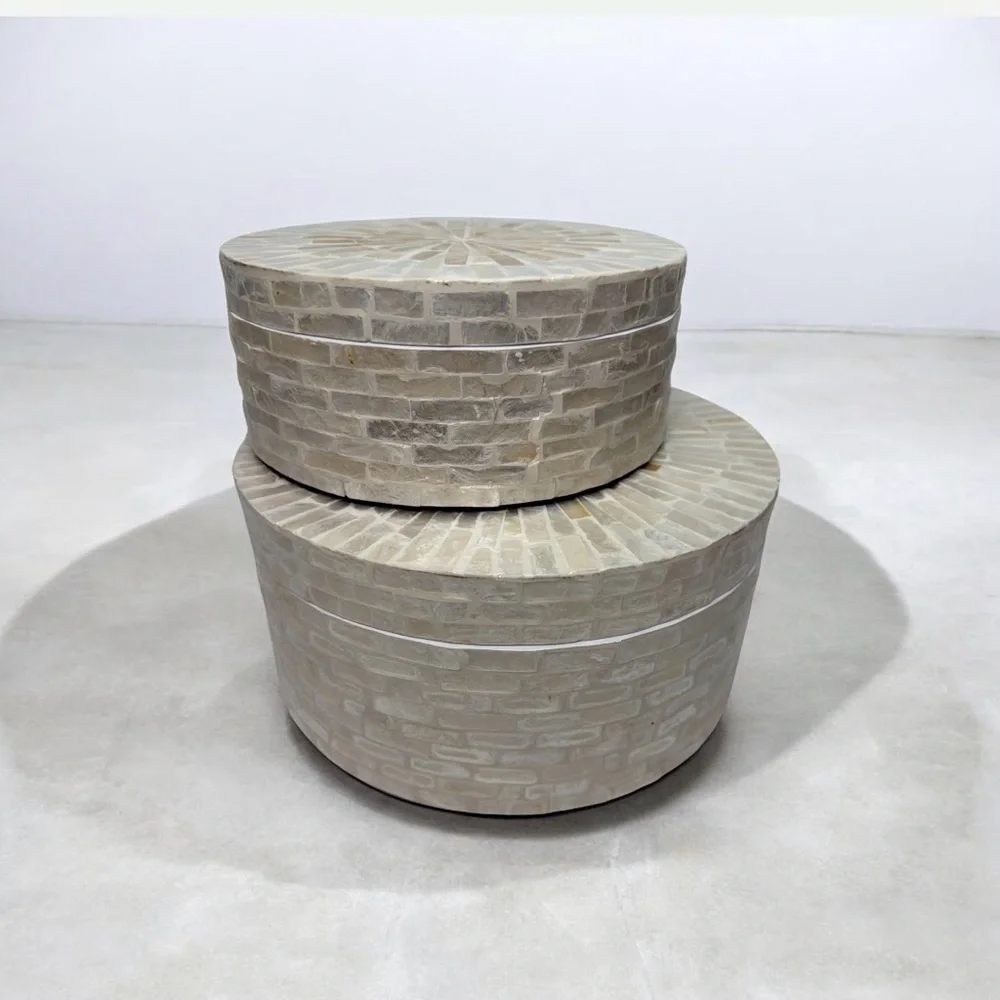 Mother‎ Of the pearl Round Box, Handmade Mother Of Pearl Storage Box, Decor Box
